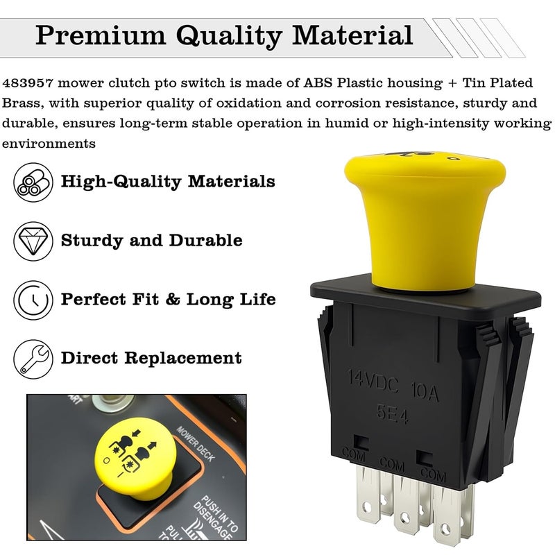 FBLOWMOD 483957 Mower Clutch PTO Switch, 8 Terminals, Upgrade Blade Clutch Switch, Fit for Scag Murray Ferris Simplicity, Replace 481687 - Image 4